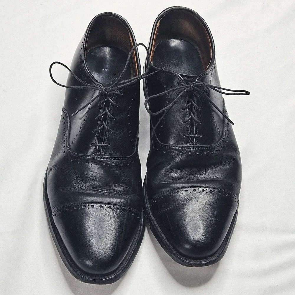 Allen Edmonds Fifth Avenue Black Leather Cap Toe Oxfords Mens 10D Made USA Shoes